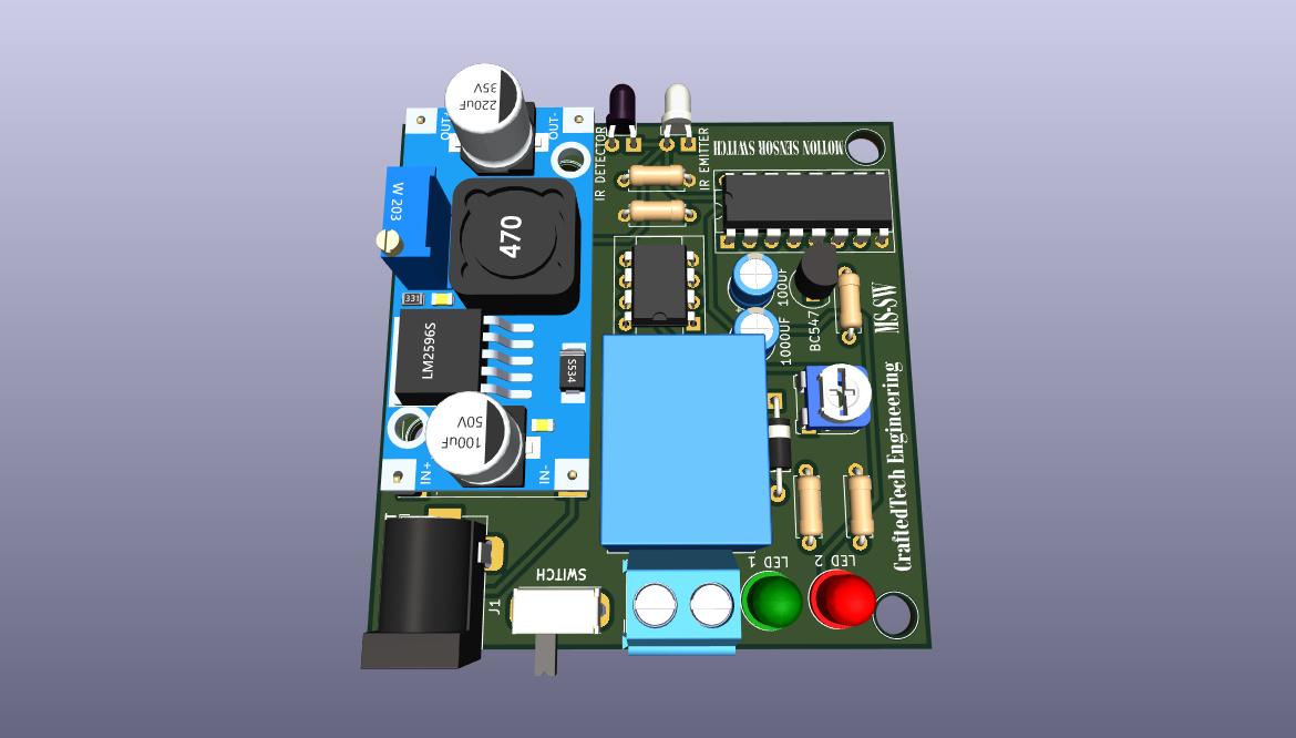 Motion Detector Sensor Switch PCB Board using CD4017
