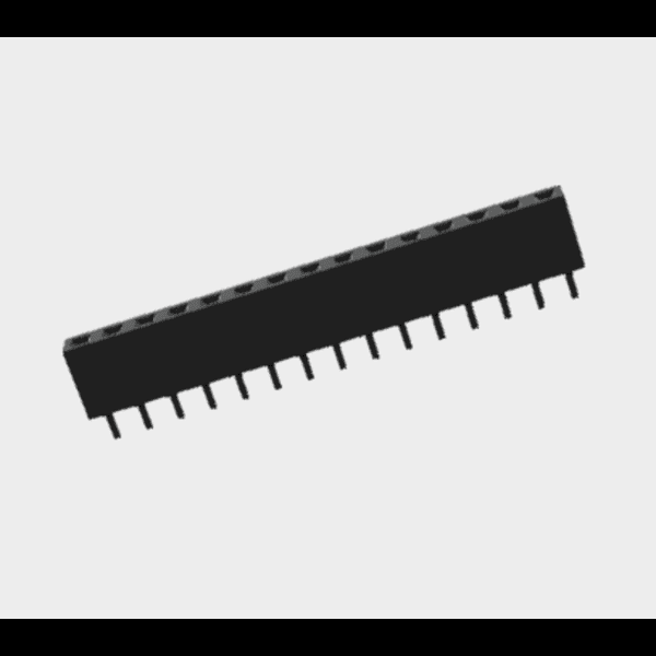 Arduino Nano and ESP32 30-Pin 15P Female HeaderSocket Pin 3D STEP File