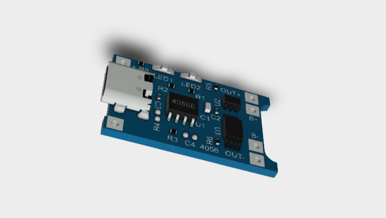 TP4056 Charging Module Type-C 3D STEP File
