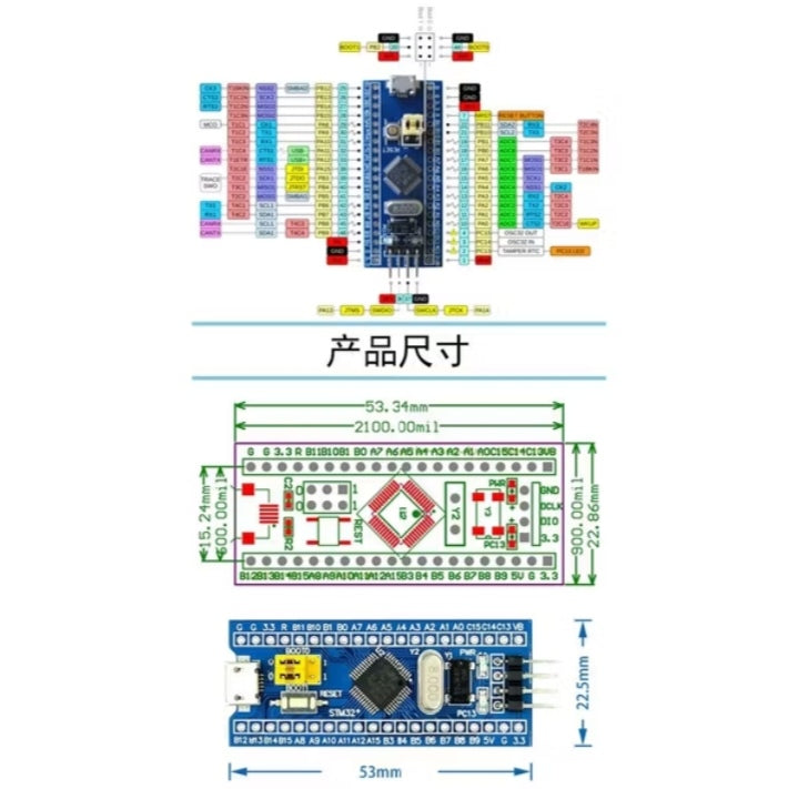 STM32F103C6T6/C8T6 ARM Development Board + ST-Link V2 Programmer