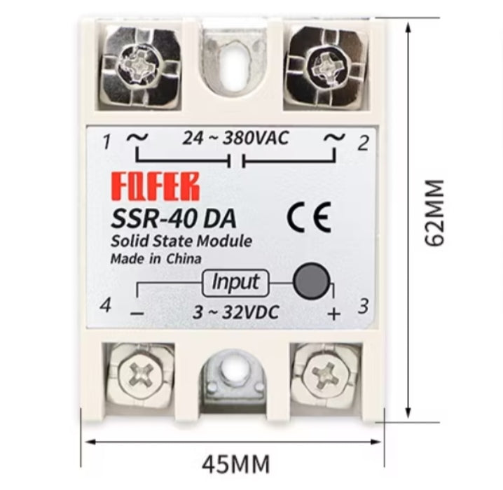 SSR-40DA / SSR-60DA / SSR-100DA Solid State Relay Module – AC Control, DC-AC Output, High-Power Switching for Industrial Automation