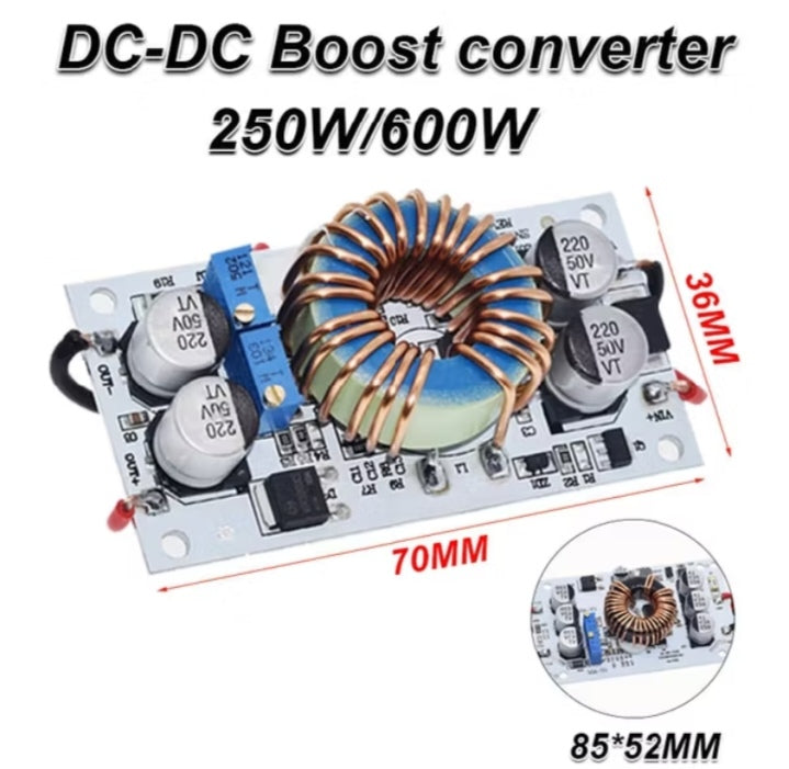 10A 250W/600W DC-DC Boost Converter Step-Up Power Module – Adjustable Voltage & Constant Current Mobile Power Supply LED Driver