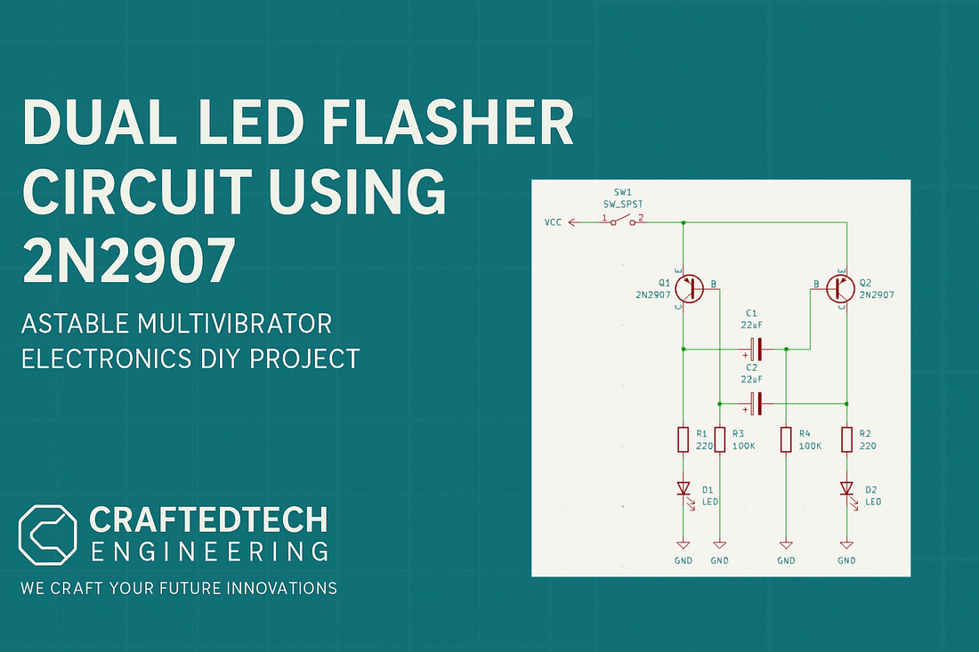 Dual LED Flasher Circuit Using 2N2907 Transistors