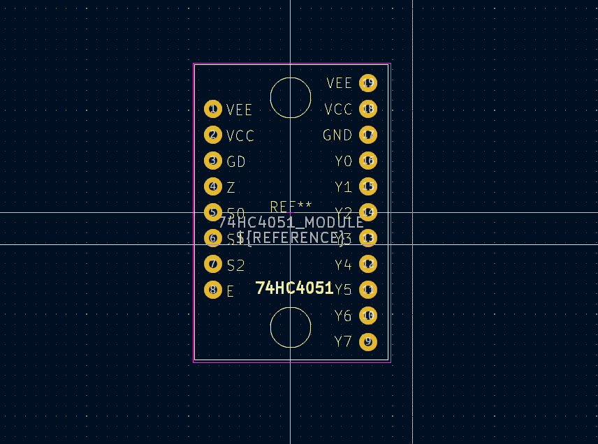 74HC4051_MODULE – KiCad Symbol, Footprint, and 3D STEP File