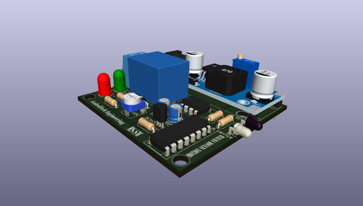 Motion Detector Sensor Switch PCB Board using CD4017