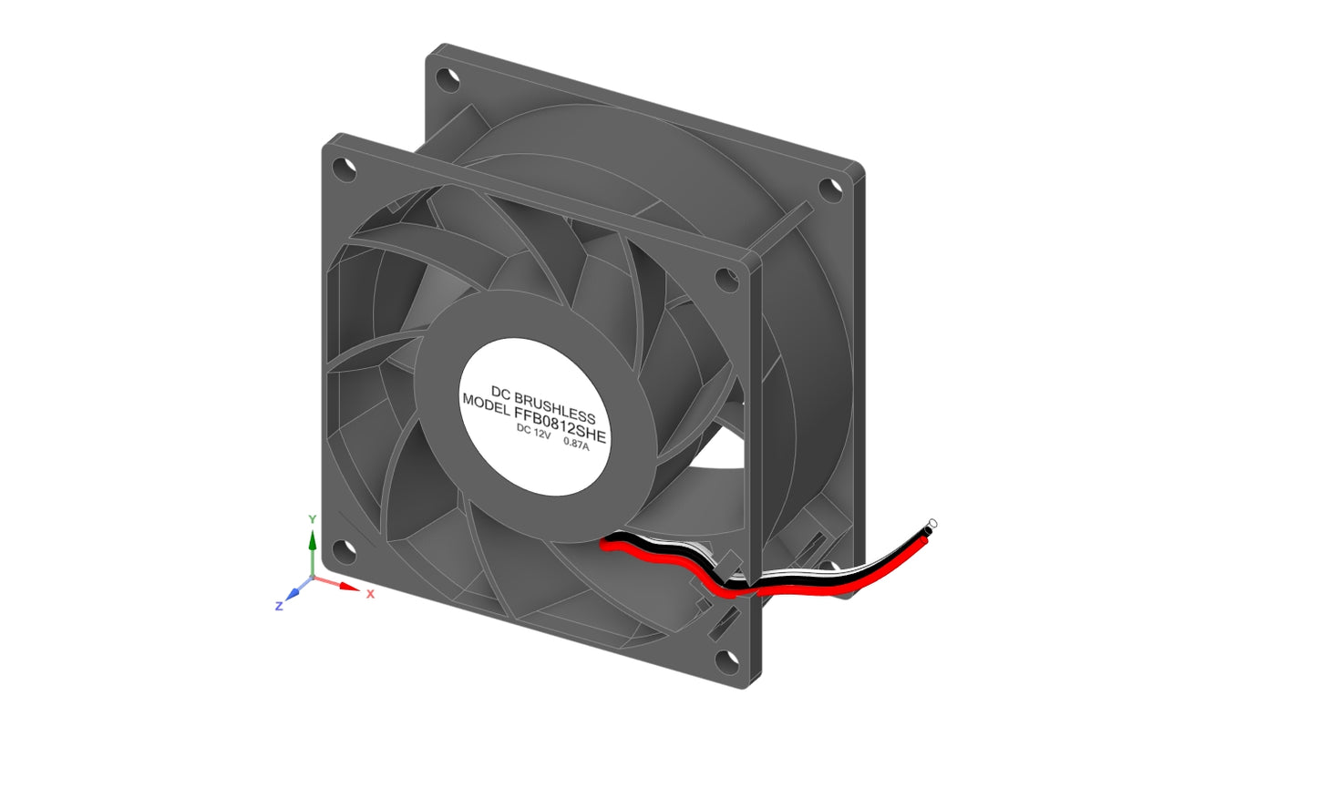 FFB0812SHE 80mm DC 12V Server Cooling Fan – STEP File (3D Model)