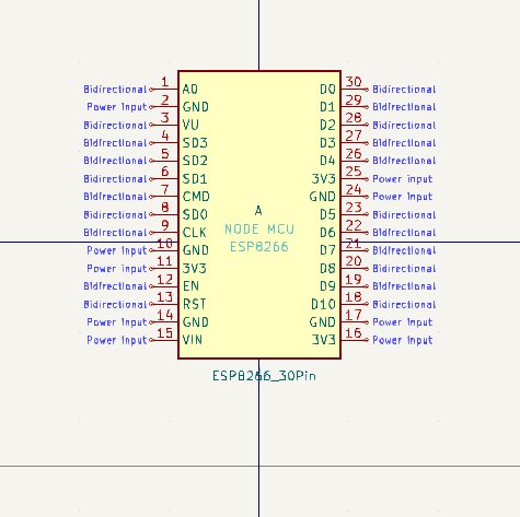 ESP8266 (30-Pin) – KiCad Symbol, PCB Footprint, and 3D STEP File