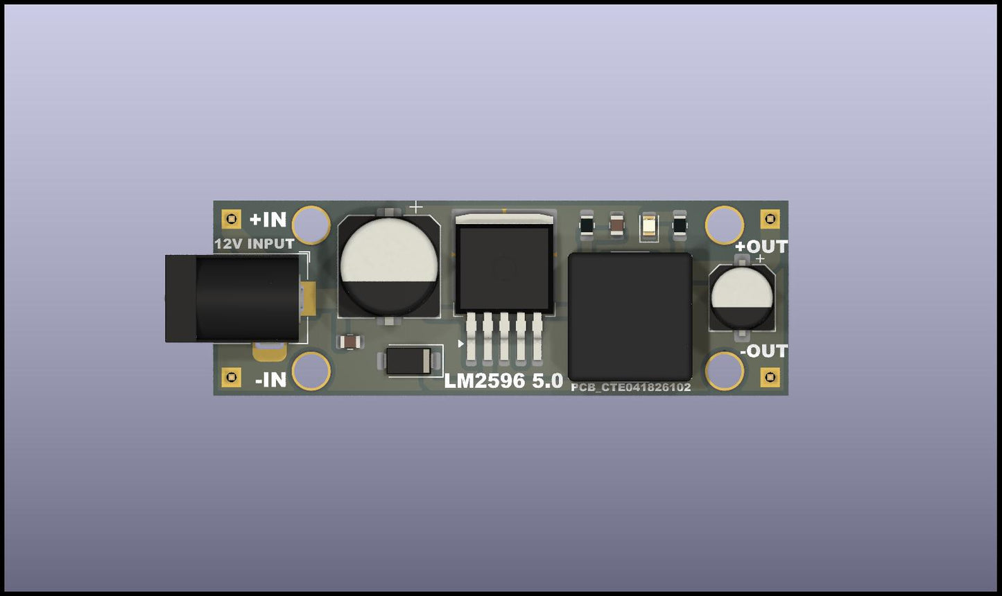 LM2596 BUCK CONVERTER PCB - GERBER, BOM, CPL and STEP FILE
