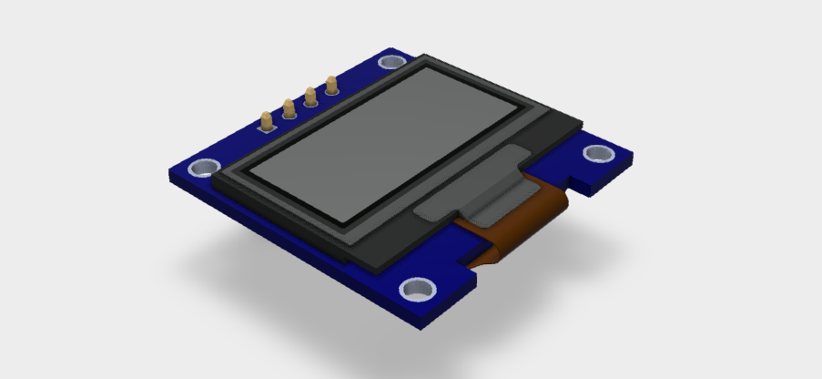 OLED I2C LCD 4 PIN 3D Model STEP File