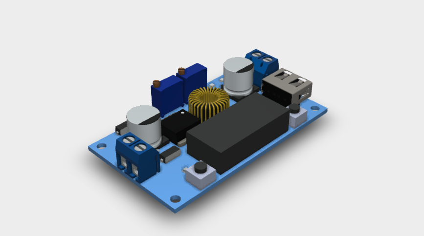 BUCK CONVERTER 24-12VIN 5VOUT USB OUT-XL4015 3D STEP File