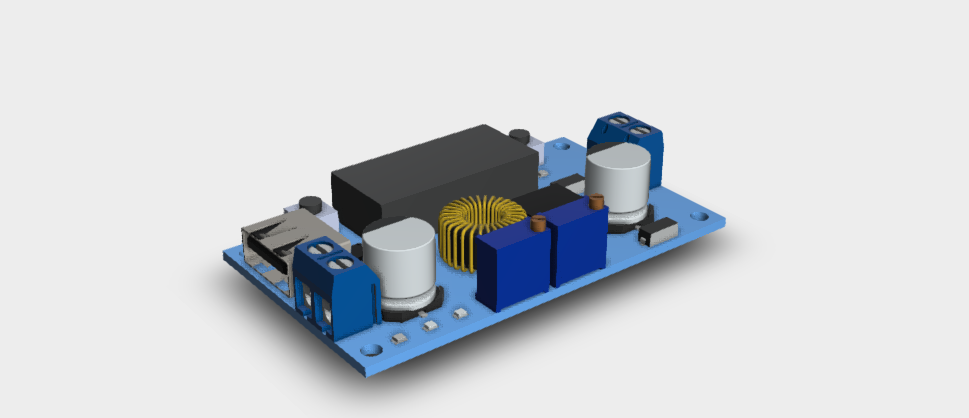 BUCK CONVERTER 24-12VIN 5VOUT USB OUT-XL4015 3D STEP File