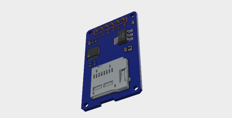 TF Micro SD Card Memory Module Vertical Pin 3D STEP File for PCB and ...