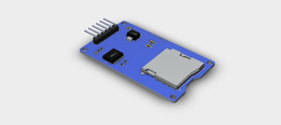 TF Micro SD Card Memory Module Horizontal Pin 3D STEP File for PCB and ...