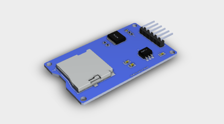 TF Micro SD Card Memory Module Horizontal Pin 3D Model STEP File