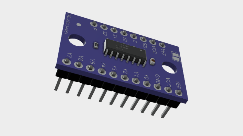 74HC4051 CD4051 Single 8-Channel Analog Multiplexer Selector Module 3D STEP File