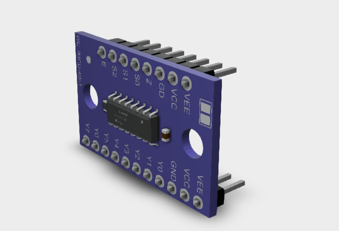 74HC4051 CD4051 Single 8-Channel Analog Multiplexer Selector Module 3D STEP File
