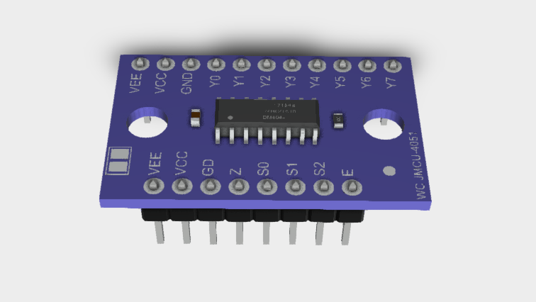 74HC4051 CD4051 Single 8-Channel Analog Multiplexer Selector Module 3D STEP File