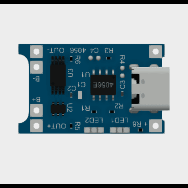 TP4056 Charging Module (Type-C) – KiCad Symbol, Footprint, and 3D STEP File