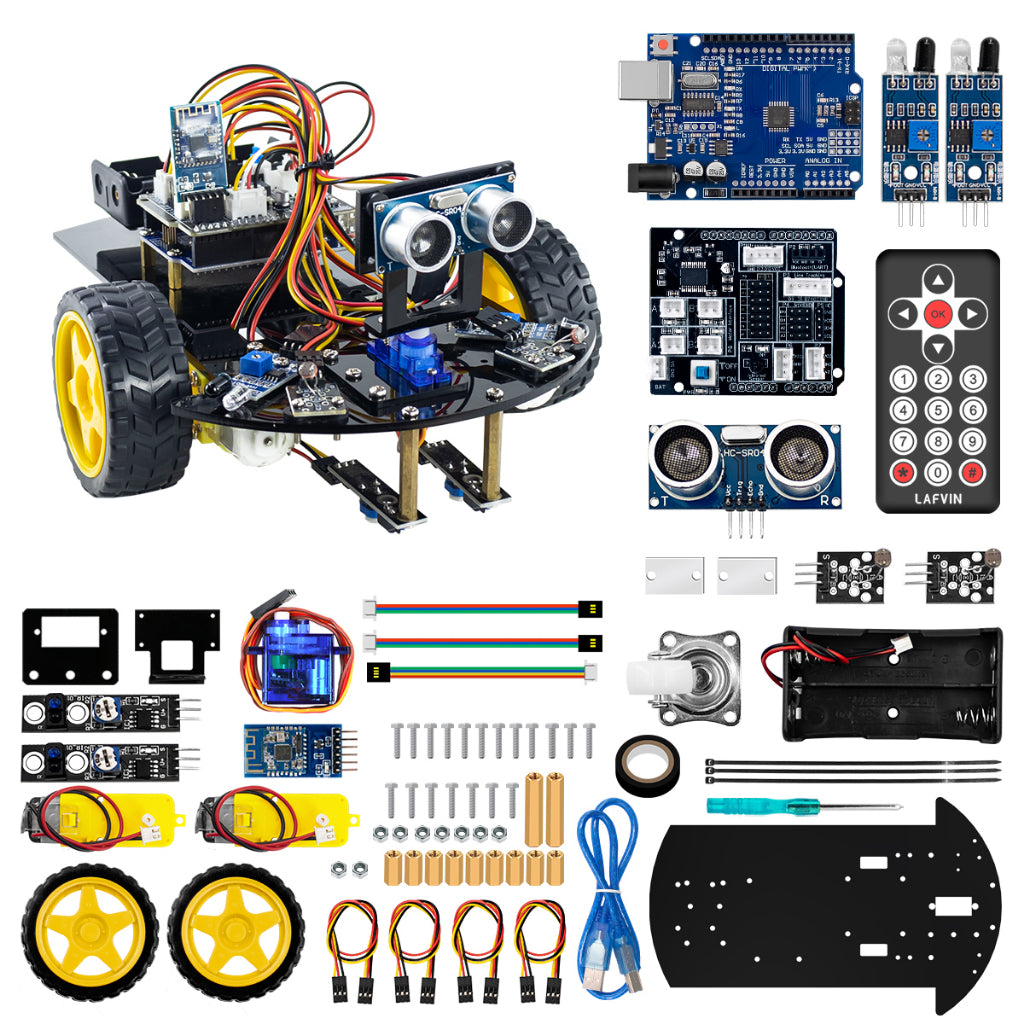 LAFVIN 2WD Smart Robot Car Chassis Kit for Arduino Uno R3 – DIY Coding Educational Kit with CD Tutorial