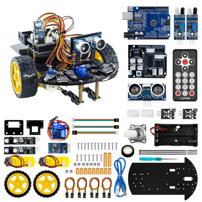 LAFVIN 2WD Smart Robot Car Chassis Kit for Arduino Uno R3 – DIY Coding Educational Kit with CD Tutorial