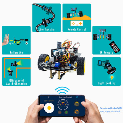 LAFVIN 2WD Smart Robot Car Chassis Kit for Arduino Uno R3 – DIY Coding Educational Kit with CD Tutorial