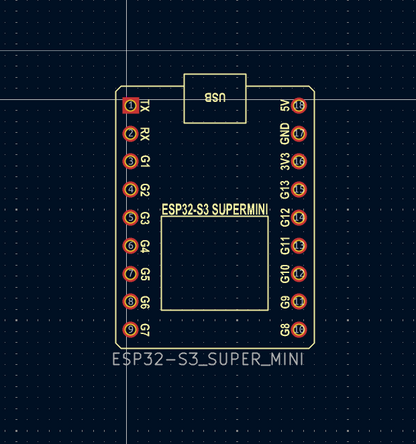 ESP32-S3 Super Mini KiCad STEP File, Symbol, and Footprint package