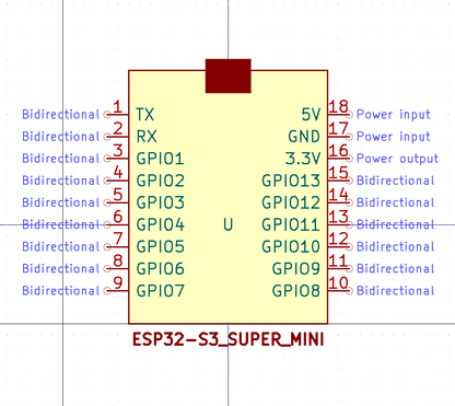 ESP32-S3 Super Mini KiCad STEP File, Symbol, and Footprint package