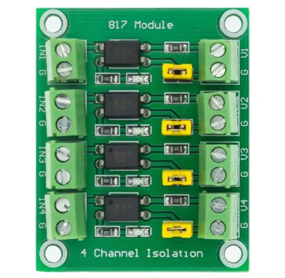 PC817 2/4-Channel Optocoupler Isolation Module – 3.3V to 5V Logic Level Converter, 3.6–30V Signal Driver, Photoelectric Isolation Board