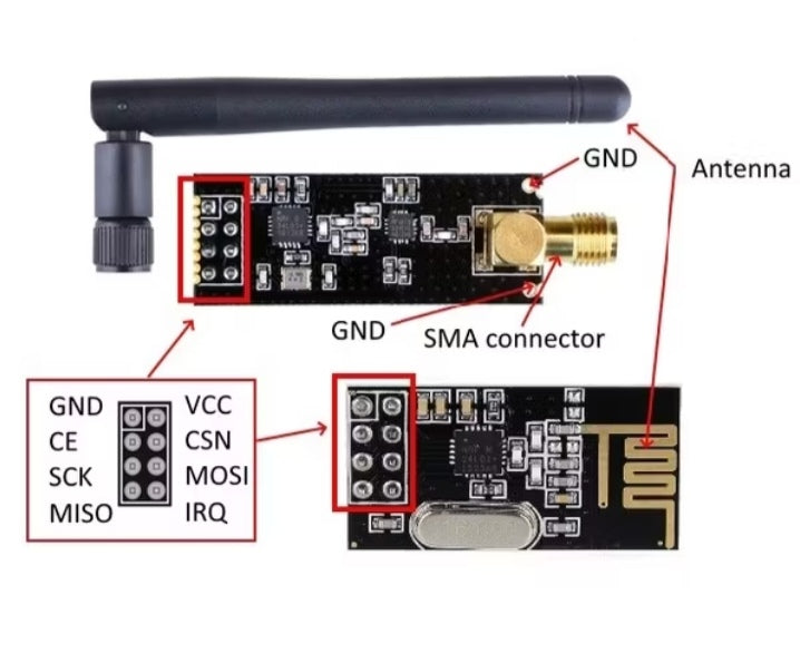 Mini Wireless Transceiver Module with Power Amplifier & LNA – Up to 1000m Range for Arduino