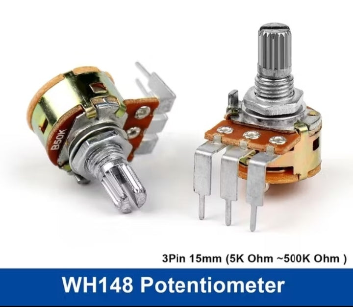 Potentiometer Set – 3-Pin Rotary Potentiometer with 15mm Shaft & Built-In Switch