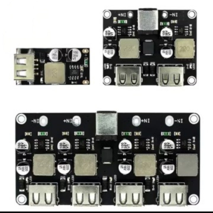 1/2/4-Channel QC3.0/QC2.0 USB DC-DC Buck Converter Module – 6V–32V to 5V Fast Charging Step-Down Circuit Board