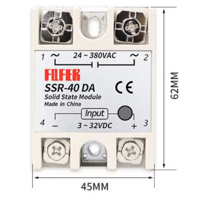 SSR-40DA / SSR-60DA / SSR-100DA Solid State Relay Module – AC Control, DC-AC Output, High-Power Switching for Industrial Automation