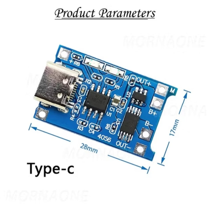 TP4056 03962A 5V 1A 18650 Battery Charging Module – Micro USB / Type-C Input with Protection Circuit