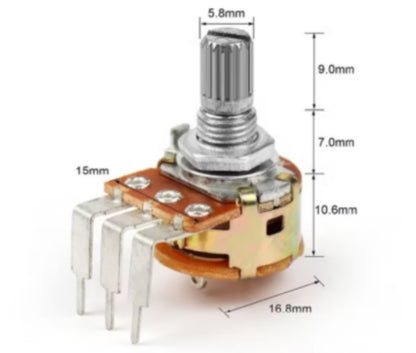Potentiometer Set – 3-Pin Rotary Potentiometer with 15mm Shaft & Built-In Switch