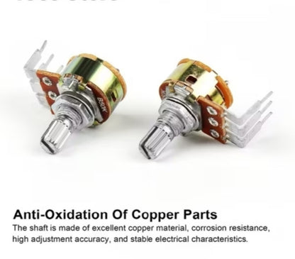 Potentiometer Set – 3-Pin Rotary Potentiometer with 15mm Shaft & Built-In Switch