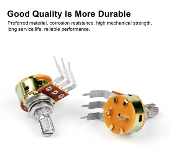 Potentiometer Set – 3-Pin Rotary Potentiometer with 15mm Shaft & Built-In Switch