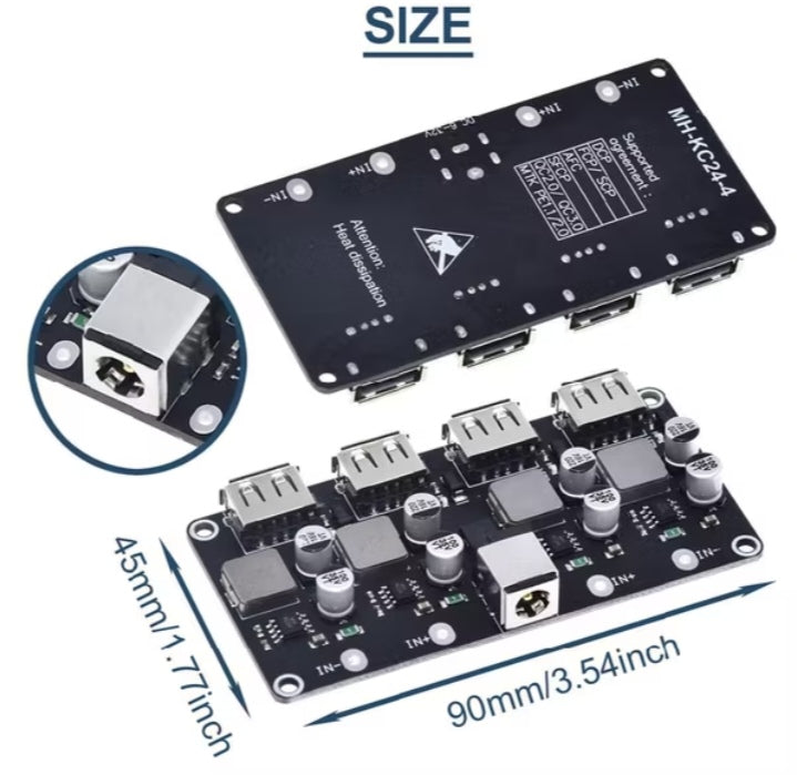 1/2/4-Channel QC3.0/QC2.0 USB DC-DC Buck Converter Module – 6V–32V to 5V Fast Charging Step-Down Circuit Board
