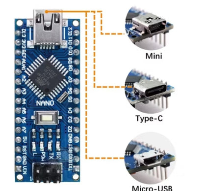 Arduino-Compatible Nano V3.0 Board – ATmega328P Microcontroller for DIY & Electronics Projects