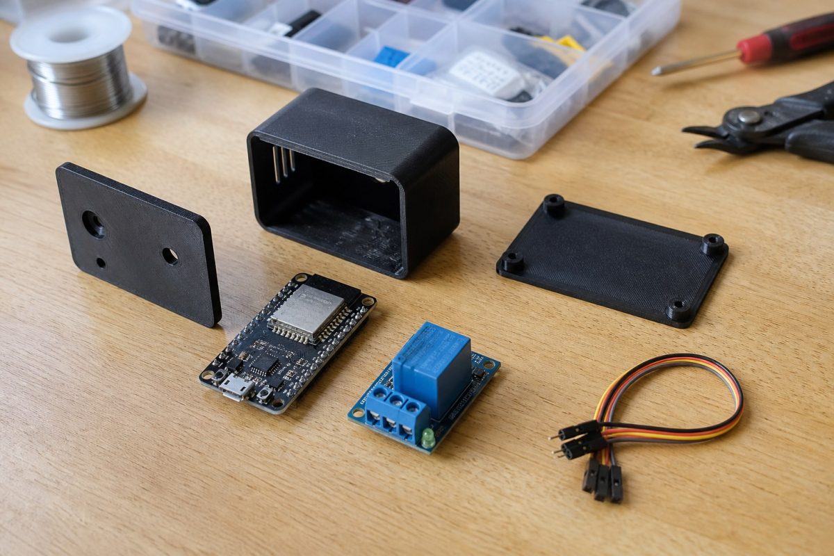 Camera, relay, and a printed box: the point where a weekend project becomes a small product.